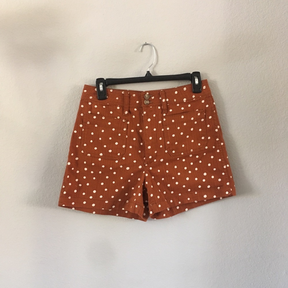 Madewell NWOT brown white polka dot short size 26